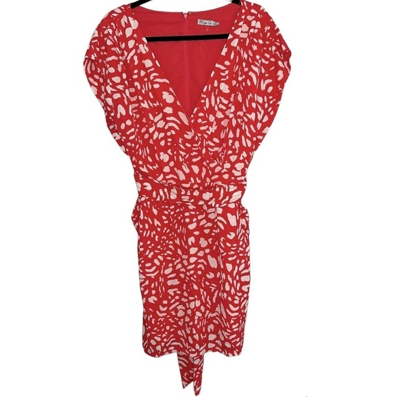 Eliza J Dresses & Skirts - Eliza J Red and White V-Neck Wrap Dress